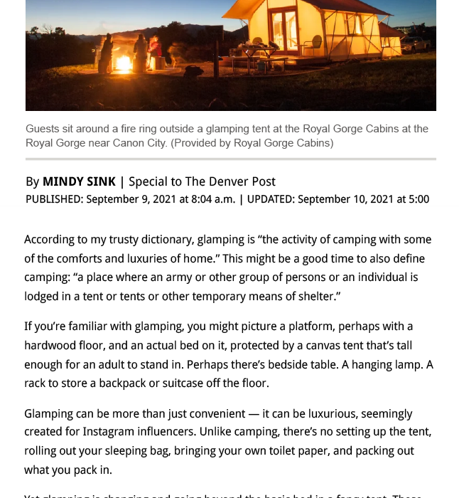 Denver Post - Colorado's Best Glamping