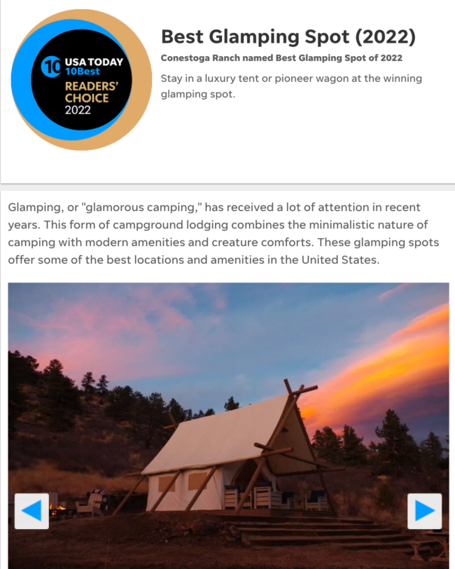 USA Today - Best Glamping Spot (2021)